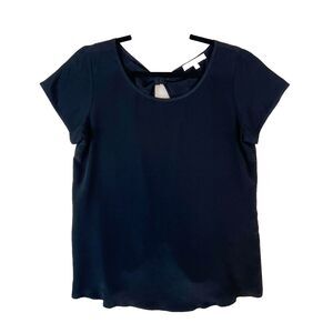 Lavender‎ Brown Top Women's Small Black Silk Open Back Short Sleeve Lightweight